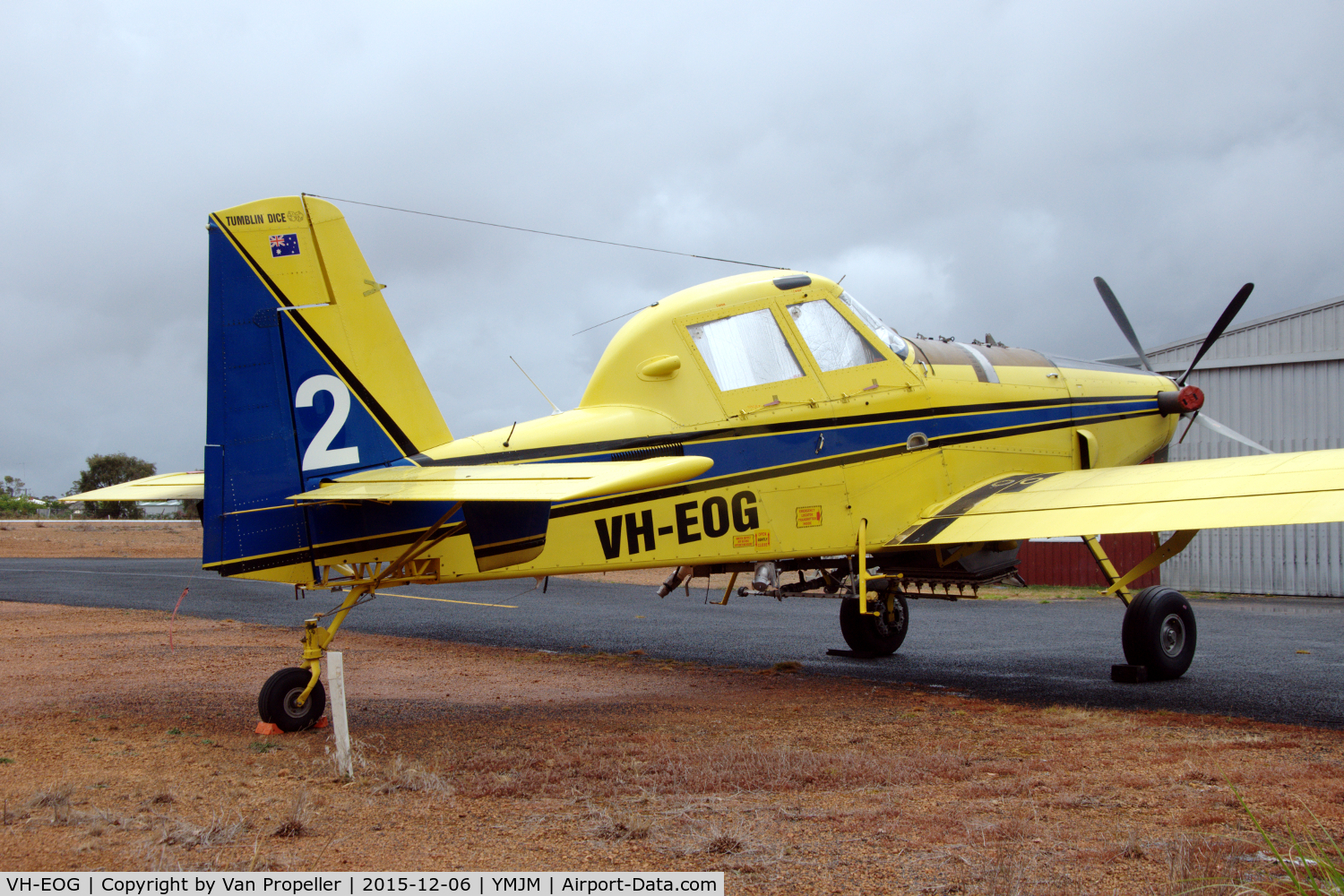 VH-EOG, 2004 Air Tractor Inc AT-802 C/N 802-0185, Air Tractor AT-802 firebomber parked at Manjimup airport, Western Australia