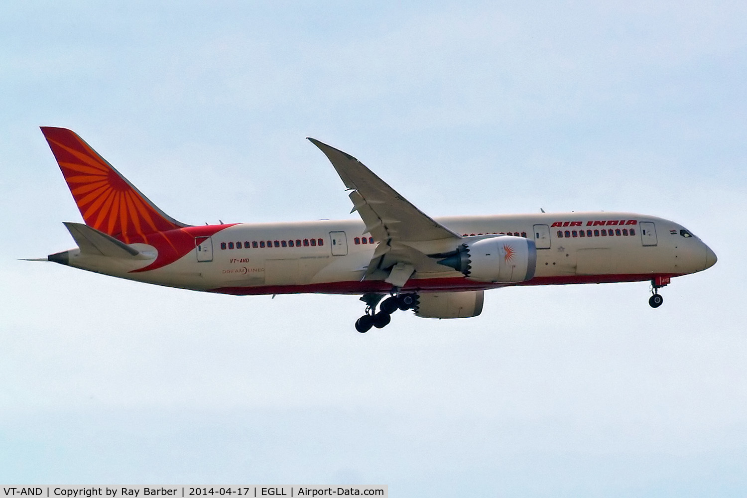 VT-AND, 2011 Boeing 787-8 Dreamliner C/N 36278, Boeing 787-8 Dreamliner [36278] (Air India) Home~G 17/04/2014. On approach 27L.
