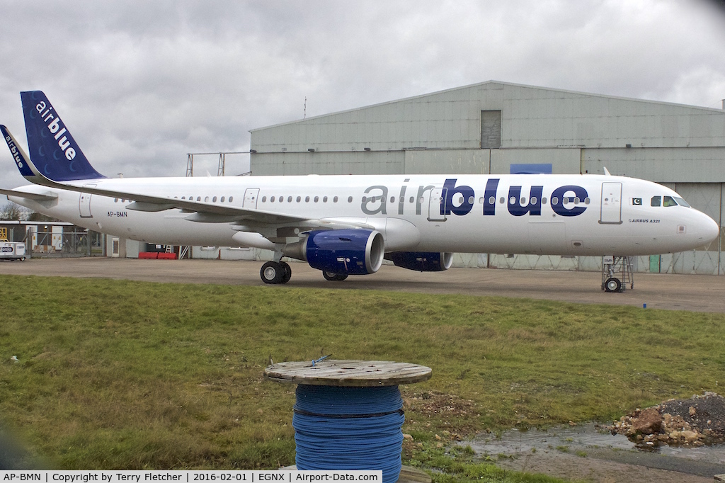 AP-BMN, 2014 Airbus A321-211 C/N 6016, Air Blue A321 out of the paintshop at East Midlands