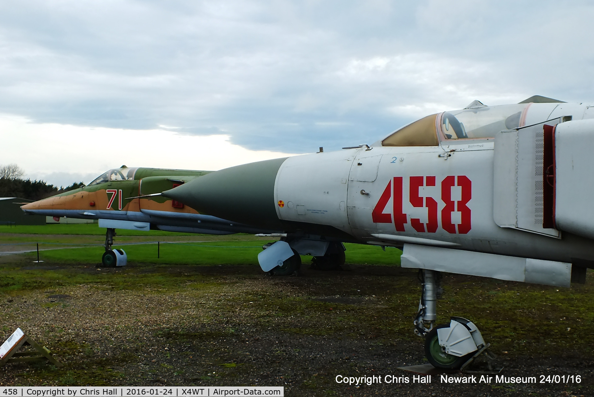 458, Mikoyan-Gurevich MiG-23ML C/N 024003607, at the Newark Air Museum