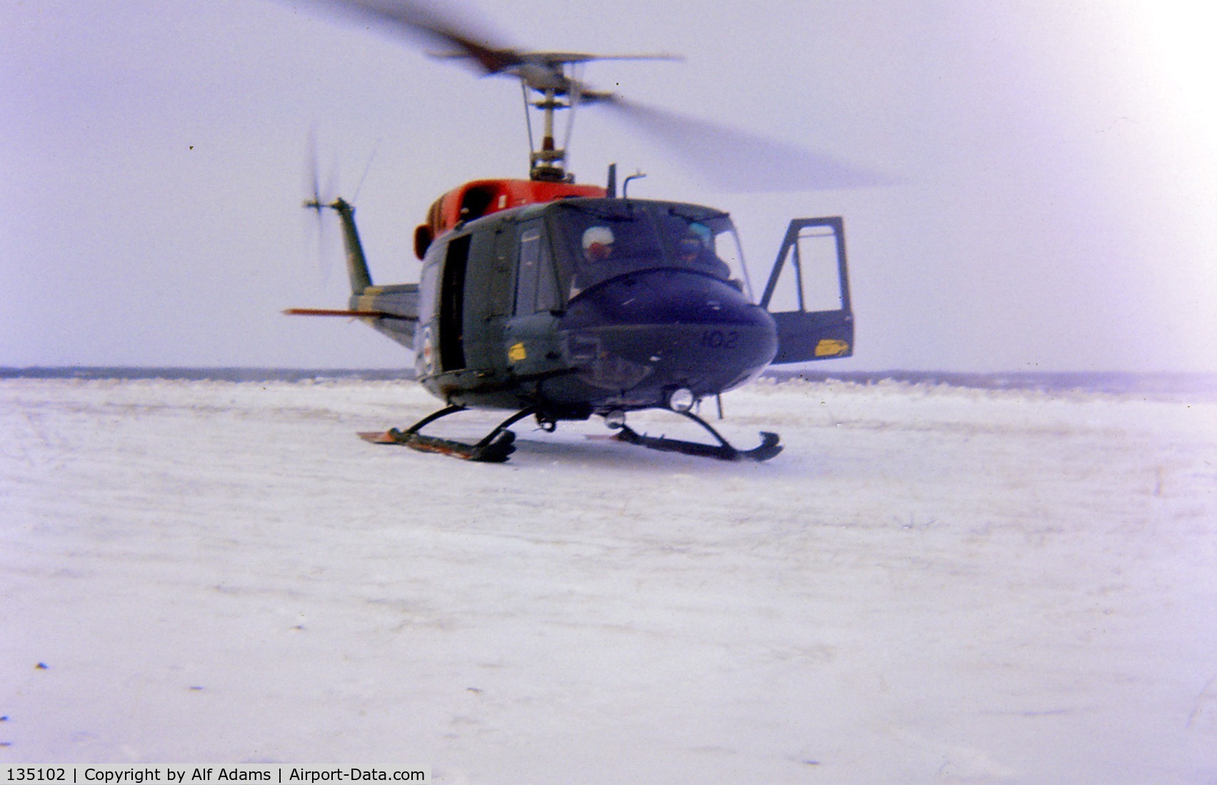 135102, Bell CH-135 Twin Huey C/N 32002, Shown during Exercise Queens Ransom at Canadian Forces Base Wainwright, Alberta, Canada in January 1973.