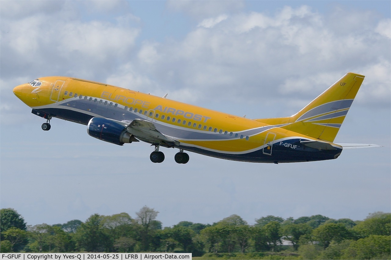 F-GFUF, 1989 Boeing 737-3B3QC C/N 24388, Boeing 737-3B3QC, Take-off rwy 25L, Brest-Bretagne airport (LFRB-BES)