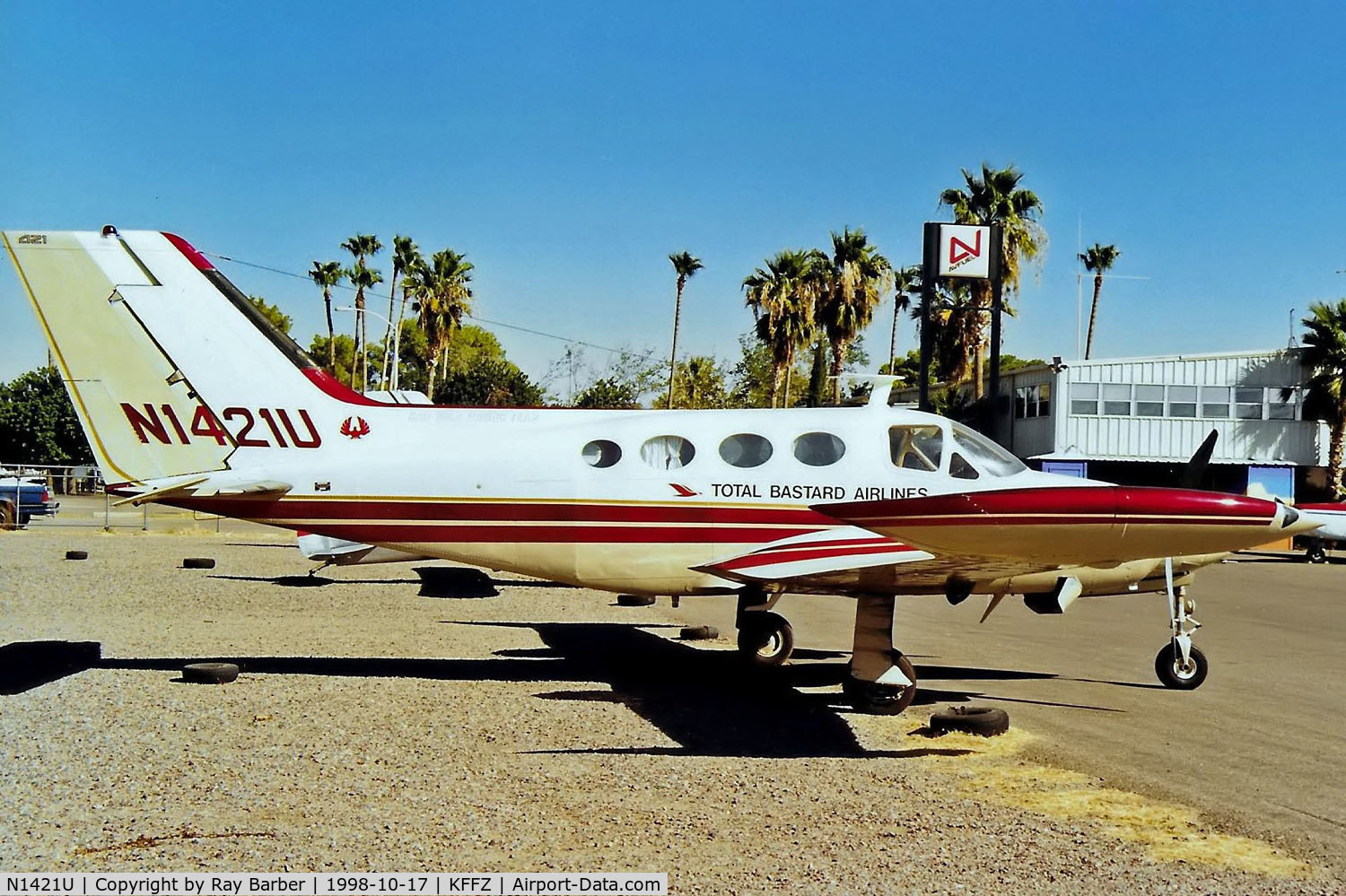 N1421U, 1967 Cessna 421 Golden Eagle C/N 421-0046, Cessna 421 Golden Eagle [421-0046] (Total Bastard Airlines) Mesa-Falcon Field~N 17/10/1998