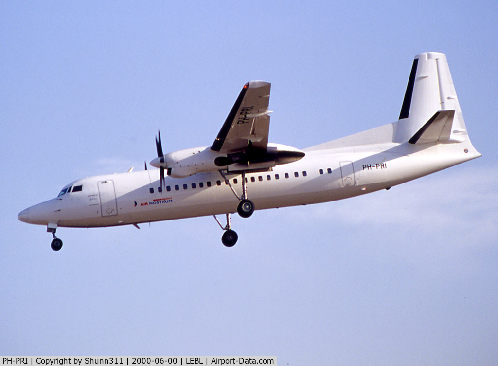 PH-PRI, 1990 Fokker 50 C/N 20201, Landing rwy 25 with small Air Nostrum titles