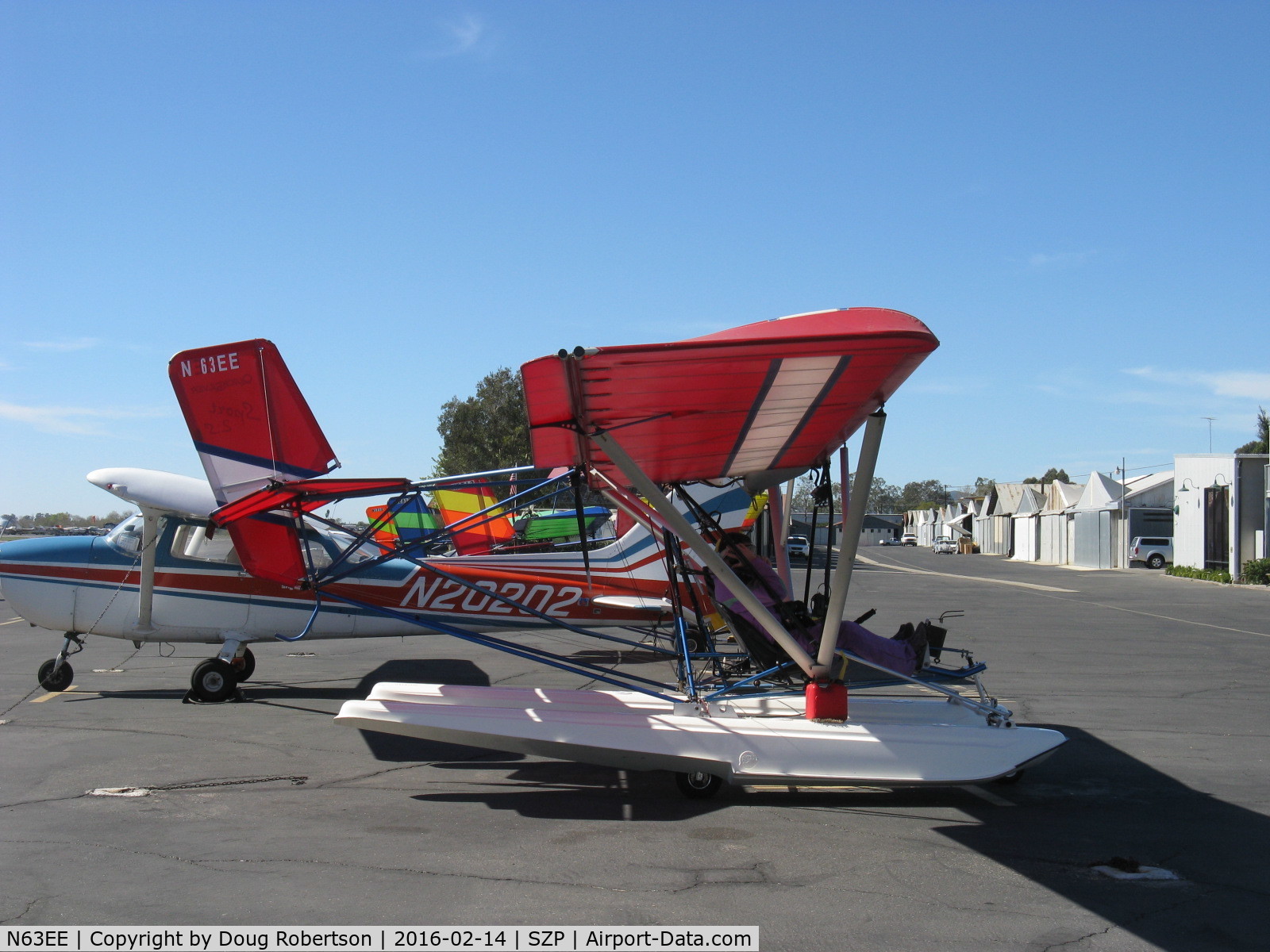 N63EE, Quicksilver Sport 2S C/N 0001, 1999 QUICKSILVER SPORT 2S Amphibian, Rotax 582ULDCDI 2-stroke 65 Hp pusher engine, two carburetors, RARE to see on amphibious floats, on SZP transient ramp