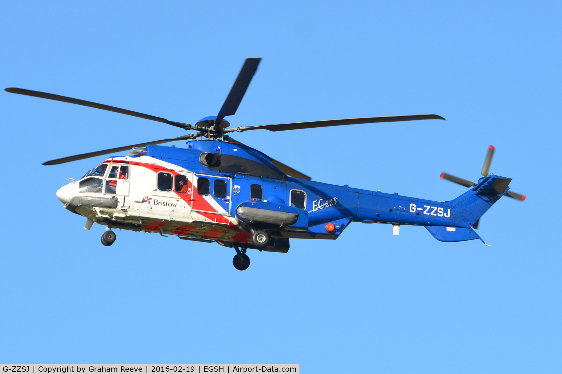 G-ZZSJ, 2012 Eurocopter EC-225LP Super Puma Mk2+ C/N 2842, Landing at Norwich.