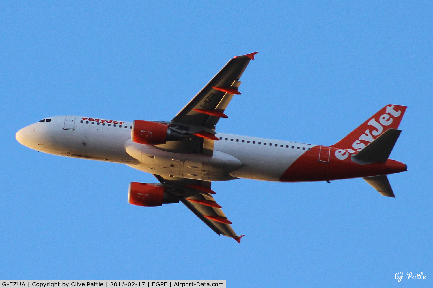 G-EZUA, 2011 Airbus A320-214 C/N 4588, Sunset departure from Glasgow EGPF
