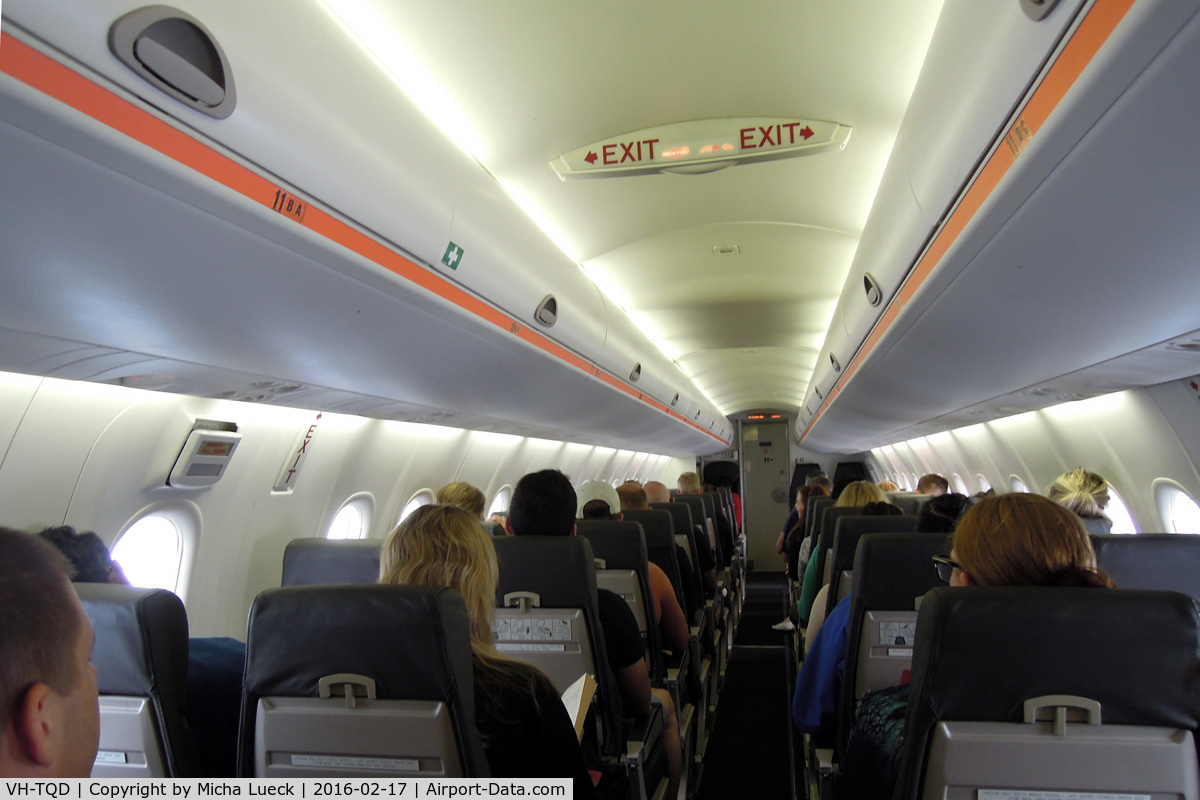 VH-TQD, 2004 De Havilland Canada DHC-8-315 Dash 8 C/N 598, JQ's Dash-8s have a nice interior. Seat pitch feels more generous than on their A320s... (AKL-NSN)