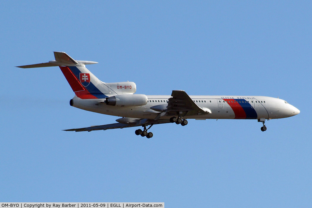 OM-BYO, 1989 Tupolev Tu-154M C/N 89A803, Tupolev Tu-154M [89A-803] (Government of Slovakia) Home~G 09/05/2011. On approach 27L.