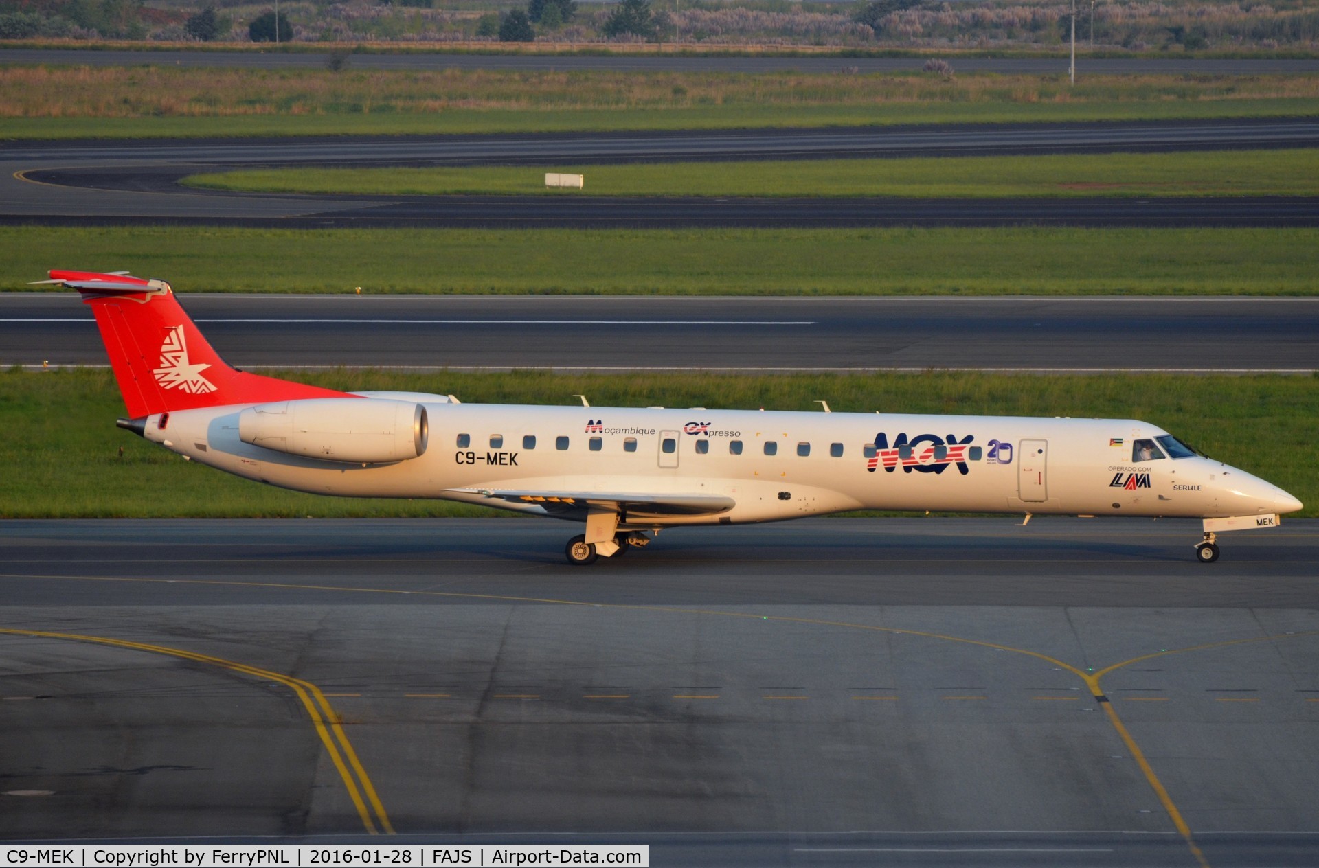 C9-MEK, 1999 Embraer EMB-145MP (ERJ-145MP) C/N 145197, MEX ERJ145 taxying out for departure.