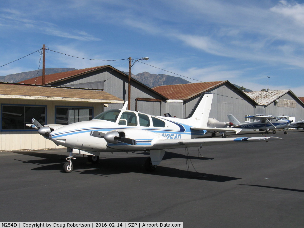 N254D, 1962 Beech 95-A55 Baron C/N TC-339, 1962 Beech 95-A55 Baron, two Continental IO-470-L 260 Hp each. First year of Baron with six-seat option