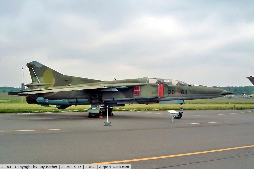 20 63, 1979 Mikoyan-Gurevich MiG-23UB C/N A1037902, Mikoyan-Gurevich MiG-23UB [A1037902] (Ex German Air Force) Berlin-Gatow~D 15/05/2004