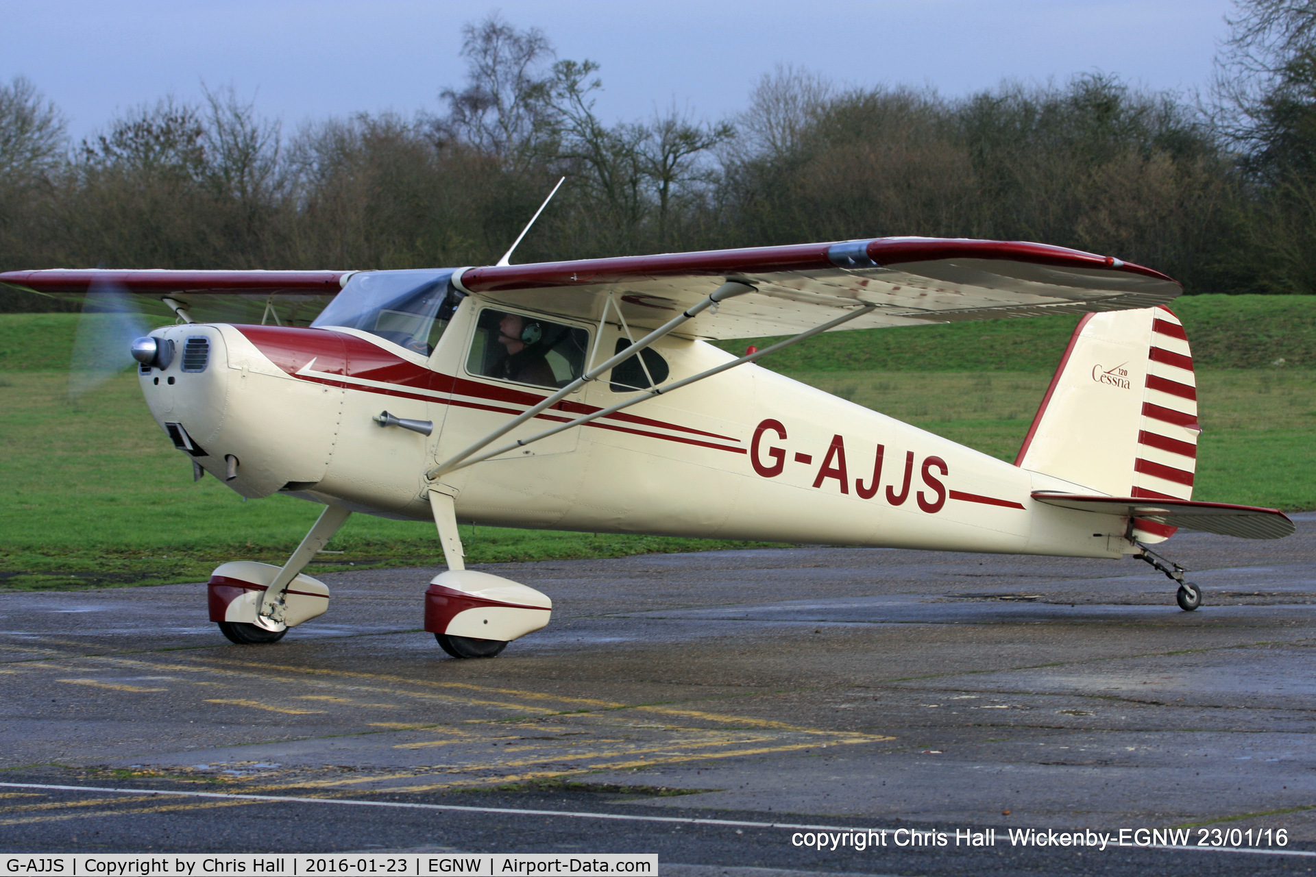 G-AJJS, 1947 Cessna 120 C/N 13047, now with its new wheel spats fitted