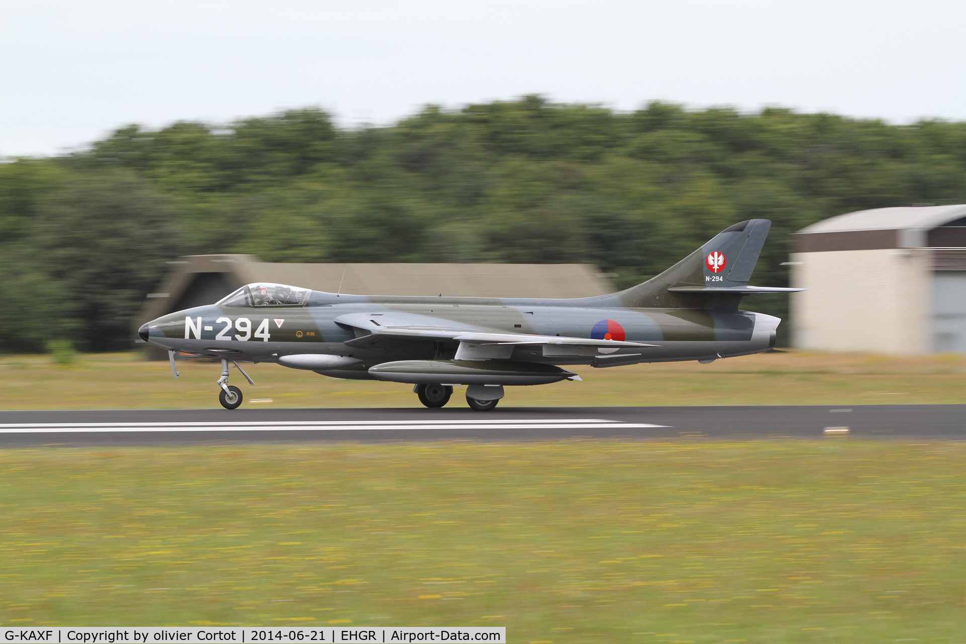 G-KAXF, 1956 Hawker Hunter F.6A C/N S4/U/3361, taking off