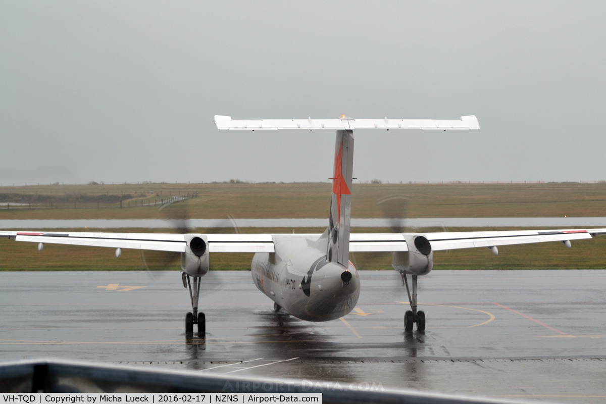 VH-TQD, 2004 De Havilland Canada DHC-8-315 Dash 8 C/N 598, A stormy and rainy day in Nelson