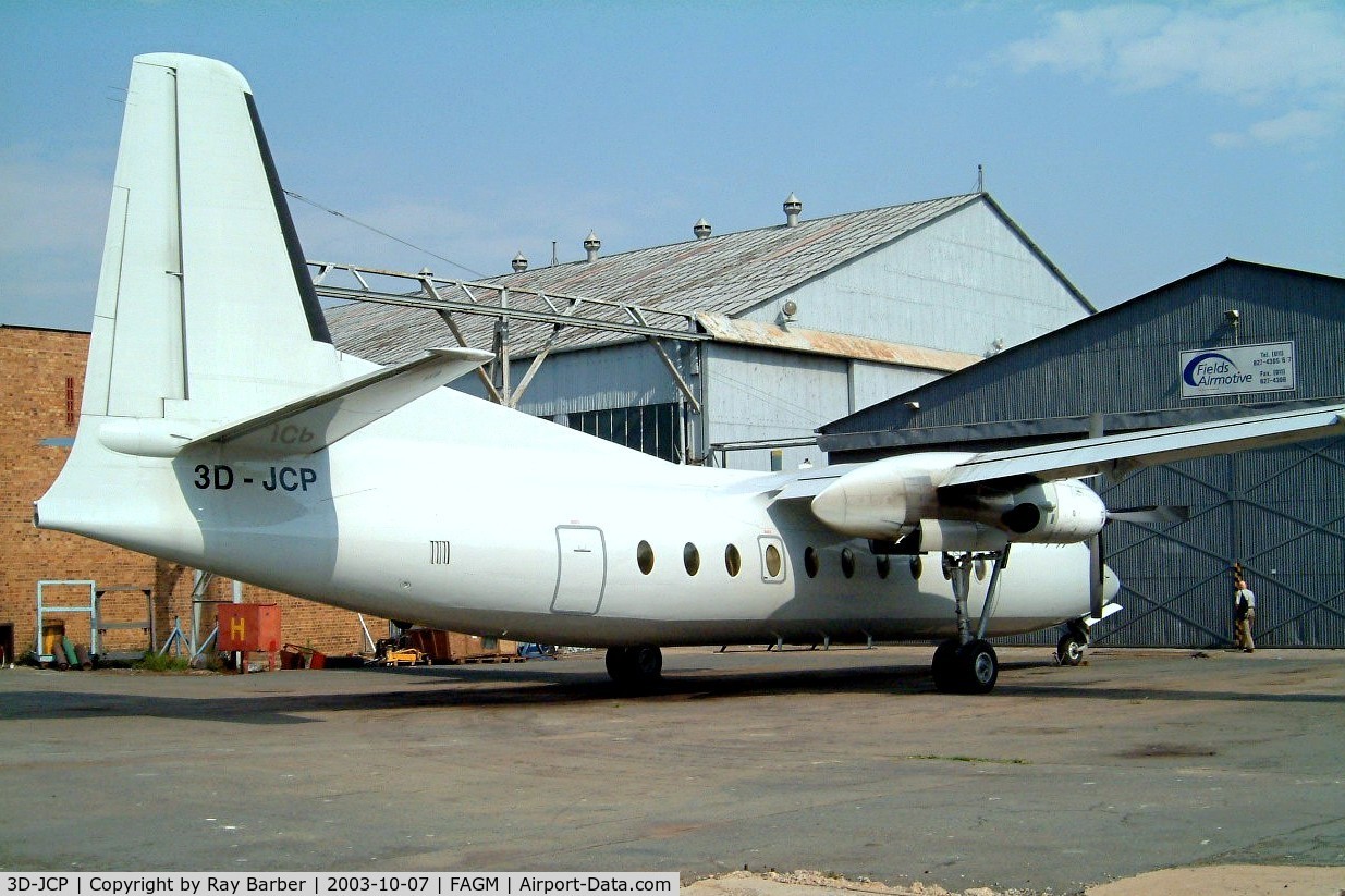 3D-JCP, 1970 Fokker F.27-600 Friendship C/N 10430, Fokker F-27-600 Friendship [10430] (Malu Aviation) Johannesburg-Rand~ZS 07/10/2003