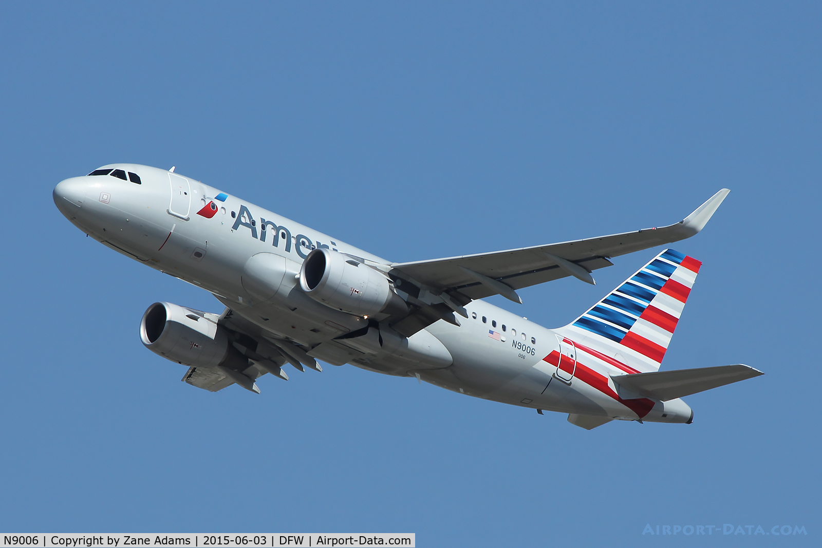 N9006, 2013 Airbus A319-115 C/N 5761, Departing DFW Airport