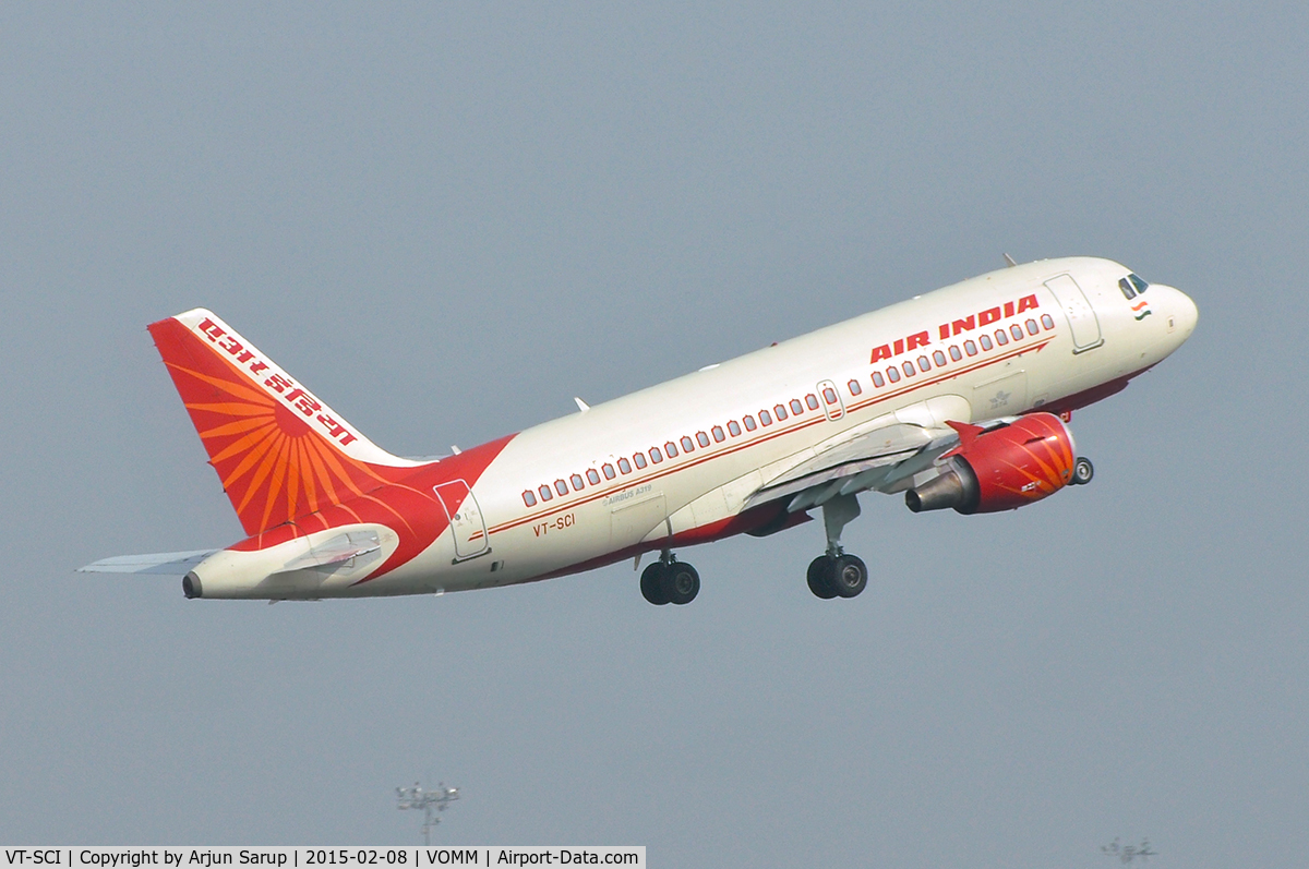 VT-SCI, 2007 Airbus A319-112 C/N 3300, Taking off from Chennai airport.