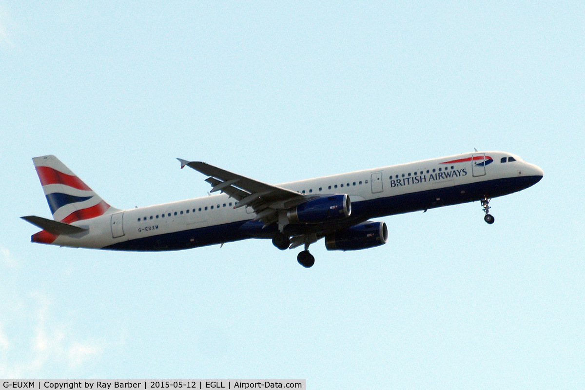 G-EUXM, 2007 Airbus A321-231 C/N 3290, Airbus A321-231 [3290] (British Airways) Home~G 12/05/2015. On approach 27L