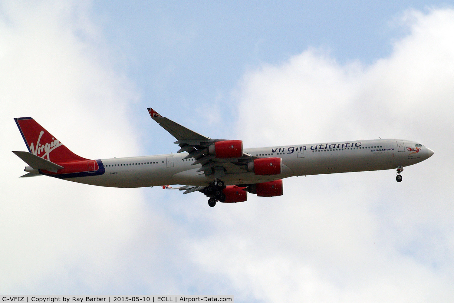 G-VFIZ, 2006 Airbus A340-642 C/N 764, Airbus A340-642 [764] (Virgin Atlantic) Home~G 10/05/2015. On approach 27L.