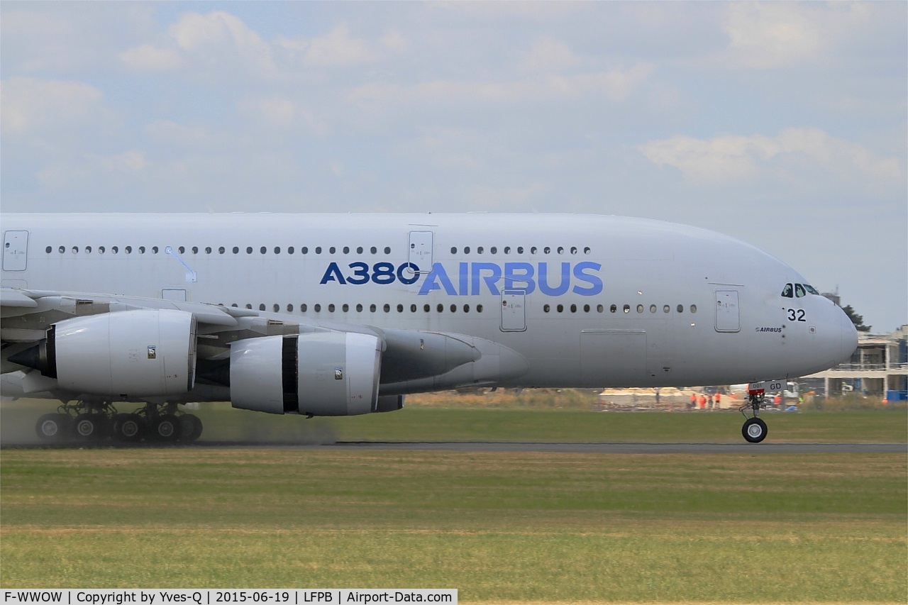 F-WWOW, 2005 Airbus A380-841 C/N 001, Airbus A380-841, Landing rwy 03, Paris-Le Bourget (LFPB-LBG) Air show 2015
