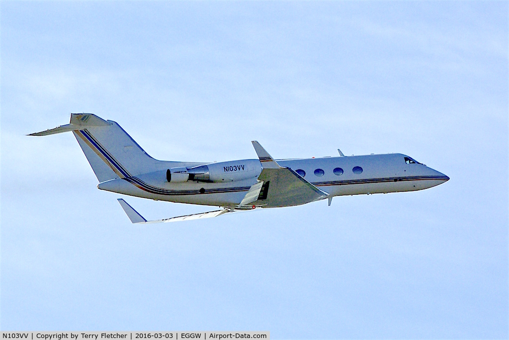 N103VV, 1982 Grumman Gulfstream III C/N 346, Long time resident at Luton as VP-BHR takes to the air for its new owners