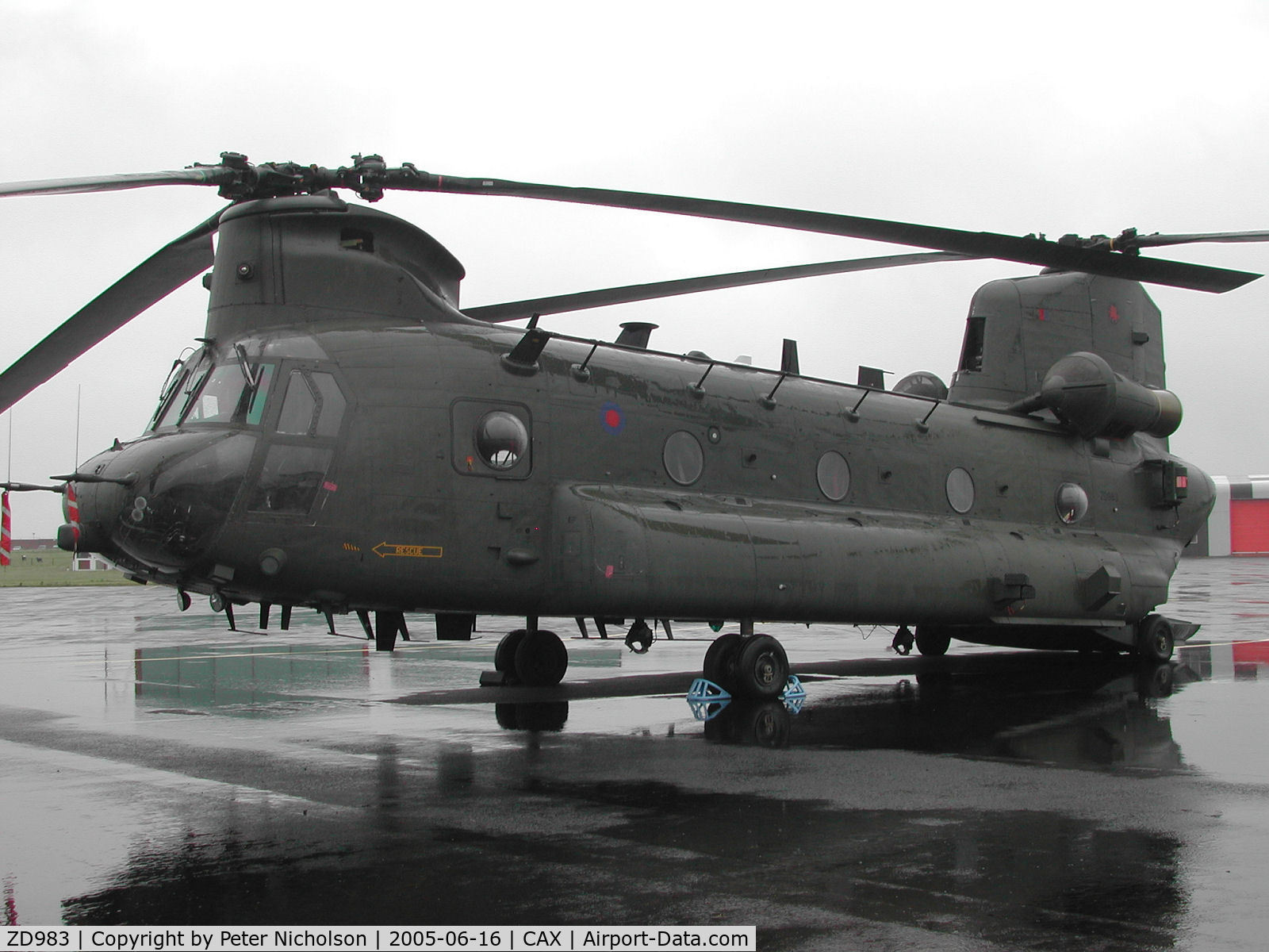 ZD983, Boeing Vertol Chinook HC.2 C/N M/A040/B-875/M7022, Chinook HC.2, callsign Lifter 1, of 18 Squadron as seen at Carlisle in the Summer of 2005.