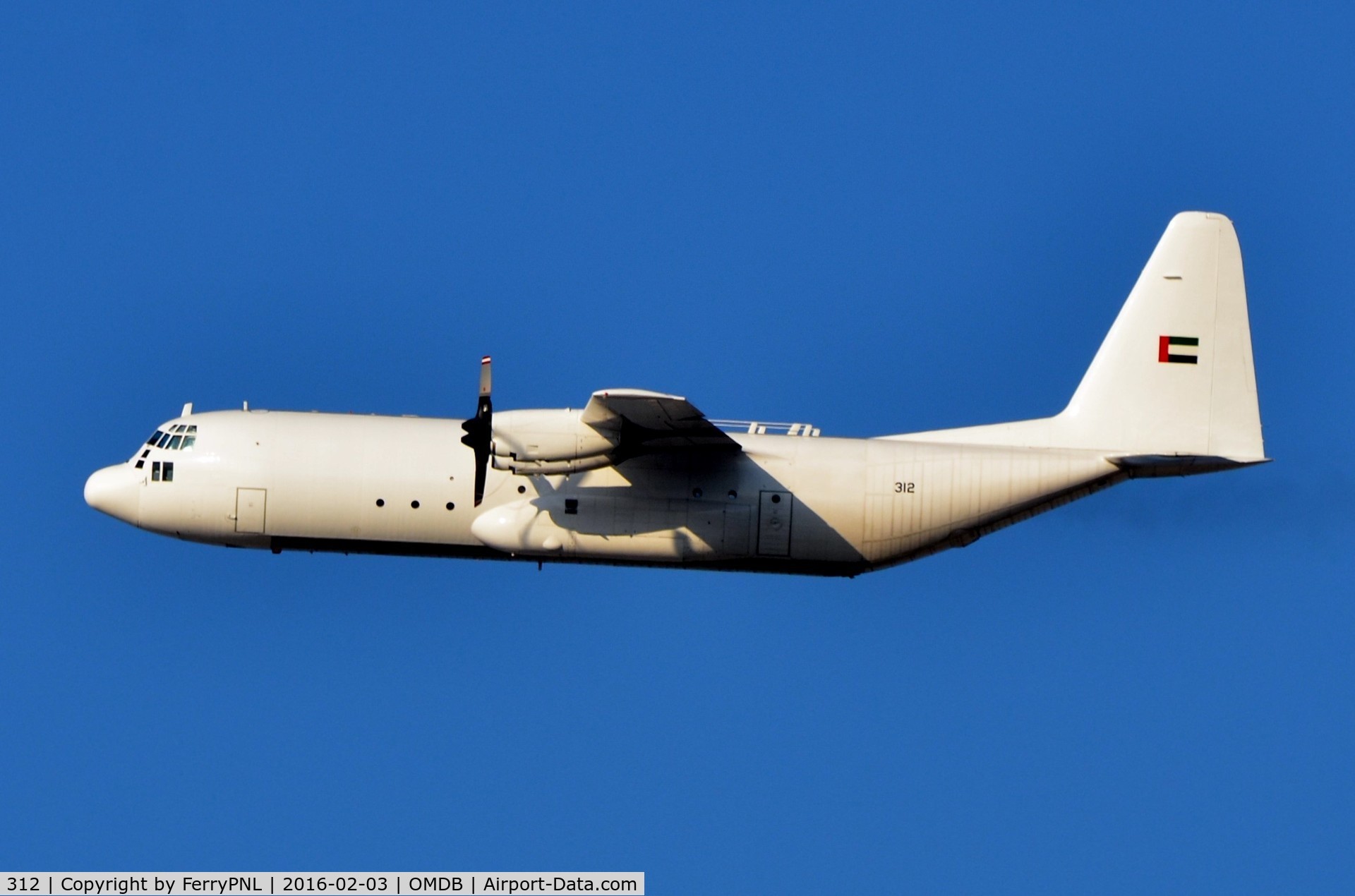 312, 1983 Lockheed C-130H-30 Hercules C/N 382-4961, UAE C130 departing DXB.