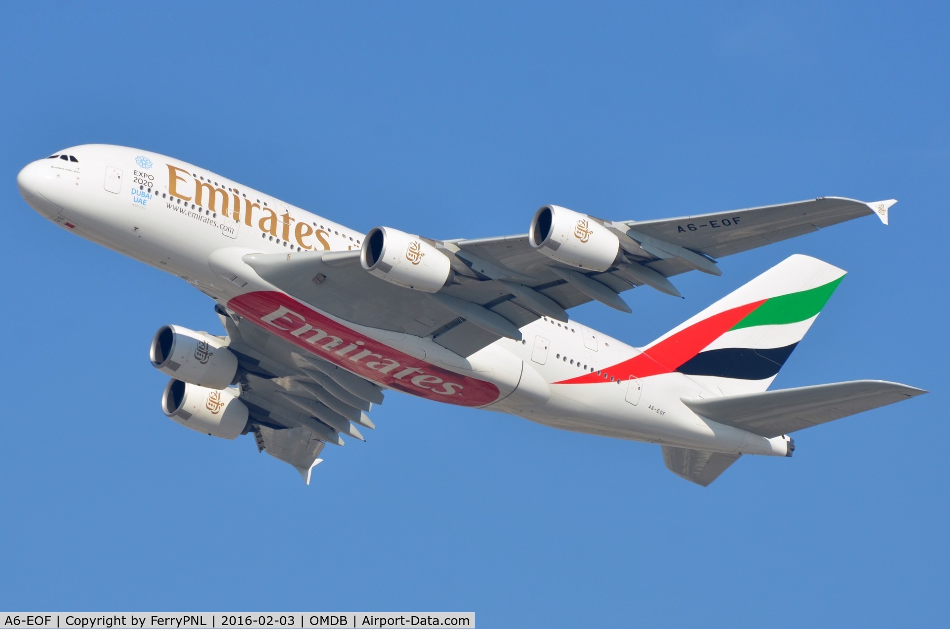 A6-EOF, 2014 Airbus A380-861 C/N 171, Emirates A338 departing