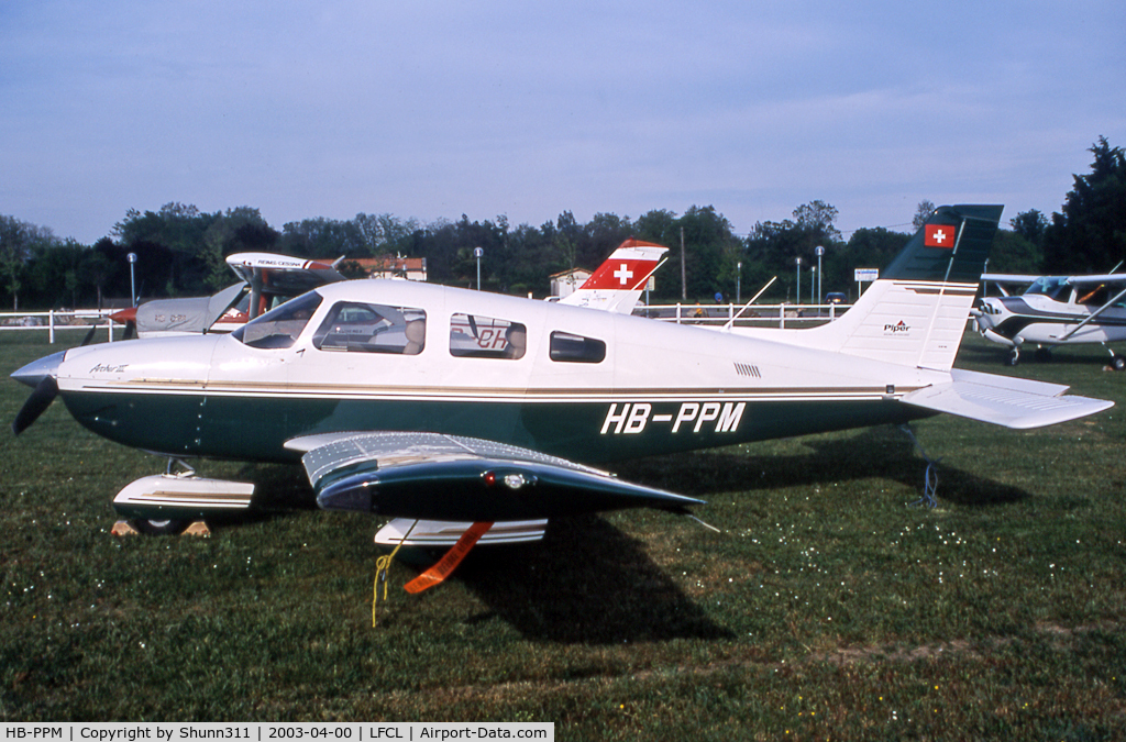 HB-PPM, 1997 Piper PA-28-181 Archer III C/N 2843095, Parked on the grass...
