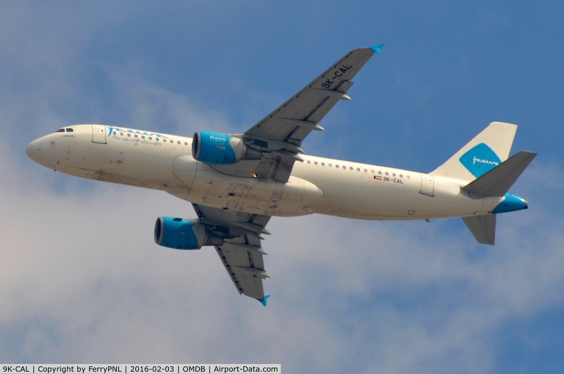 9K-CAL, 2012 Airbus A320-214 C/N 5033, Jazeera A320 departing for KWI.
