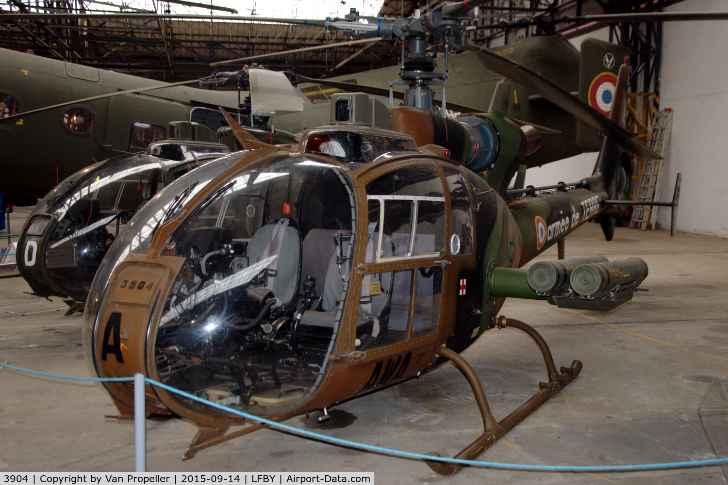3904, Aérospatiale SA-342M Gazelle C/N 1904, Aerospatiale SA342M Gazelle helicopter of the French Army light aviation service in the ALAT museum at Dax, southern France