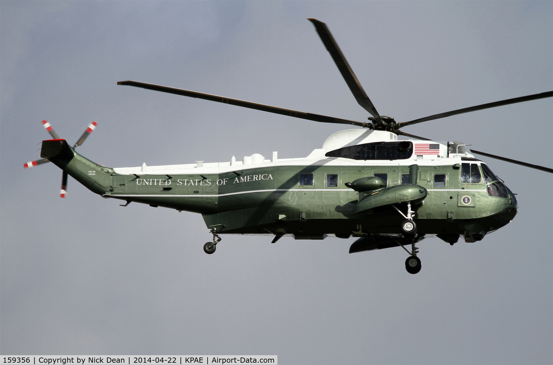 159356, Sikorsky VH-3D Sea King C/N 61730, KPAE, Presidential visit after the population controlling Oso mud slide.