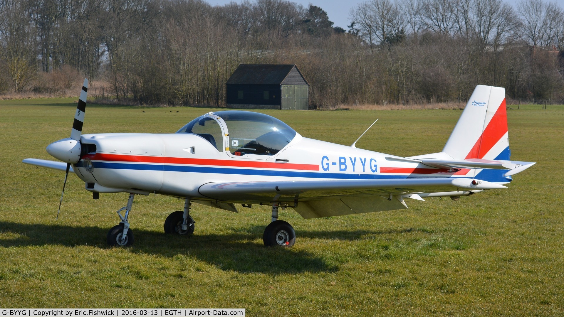 G-BYYG, 1990 Slingsby T-67C Firefly C/N 2101, 3. G-BYYG at The Shuttleworth Collection, March 2016.