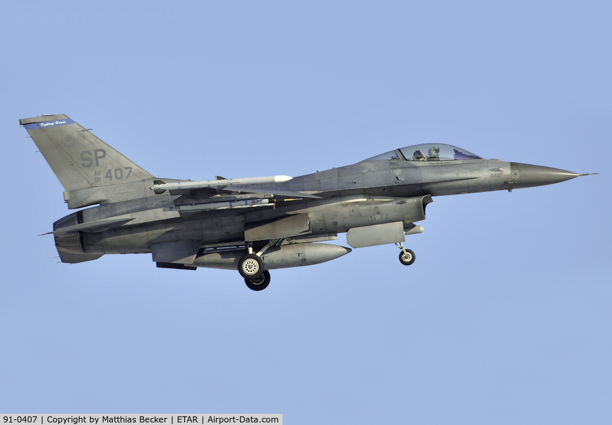 91-0407, 1991 General Dynamics F-16CM Fighting Falcon C/N CC-105, 91-0407