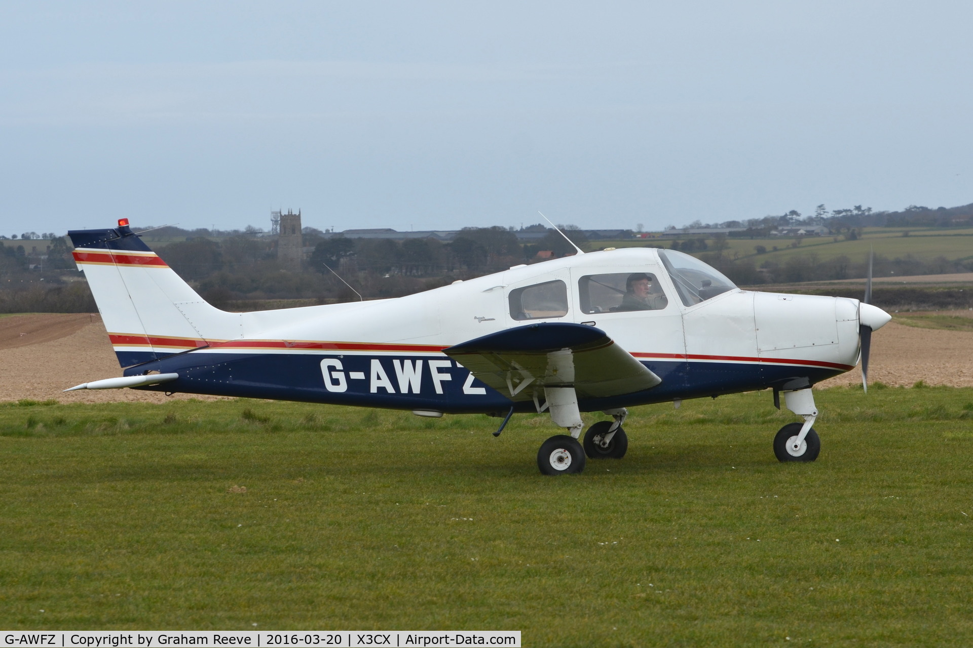 G-AWFZ, 1968 Beech A23-19 Musketeer Sport III C/N MB-323, Just landed at Northrepps.