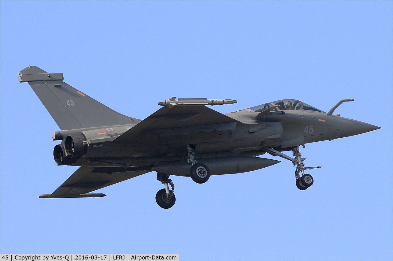 45, 2015 Dassault Rafale M C/N 45, Dassault Rafale M, Short approach rwy 08, Landivisiau Naval Air Base (LFRJ)