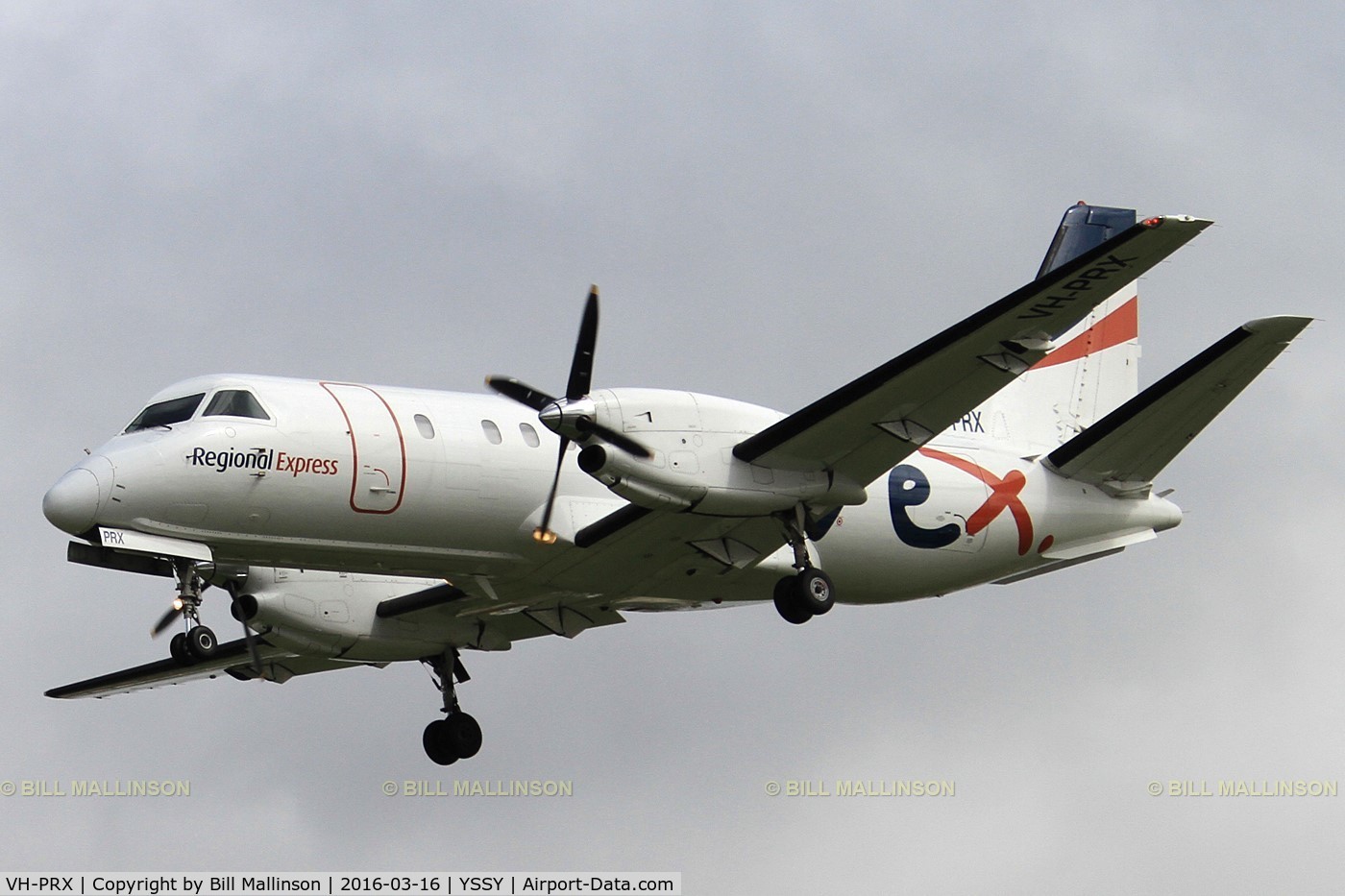 VH-PRX, 1992 Saab 340B C/N 340B-303, finals to 16R