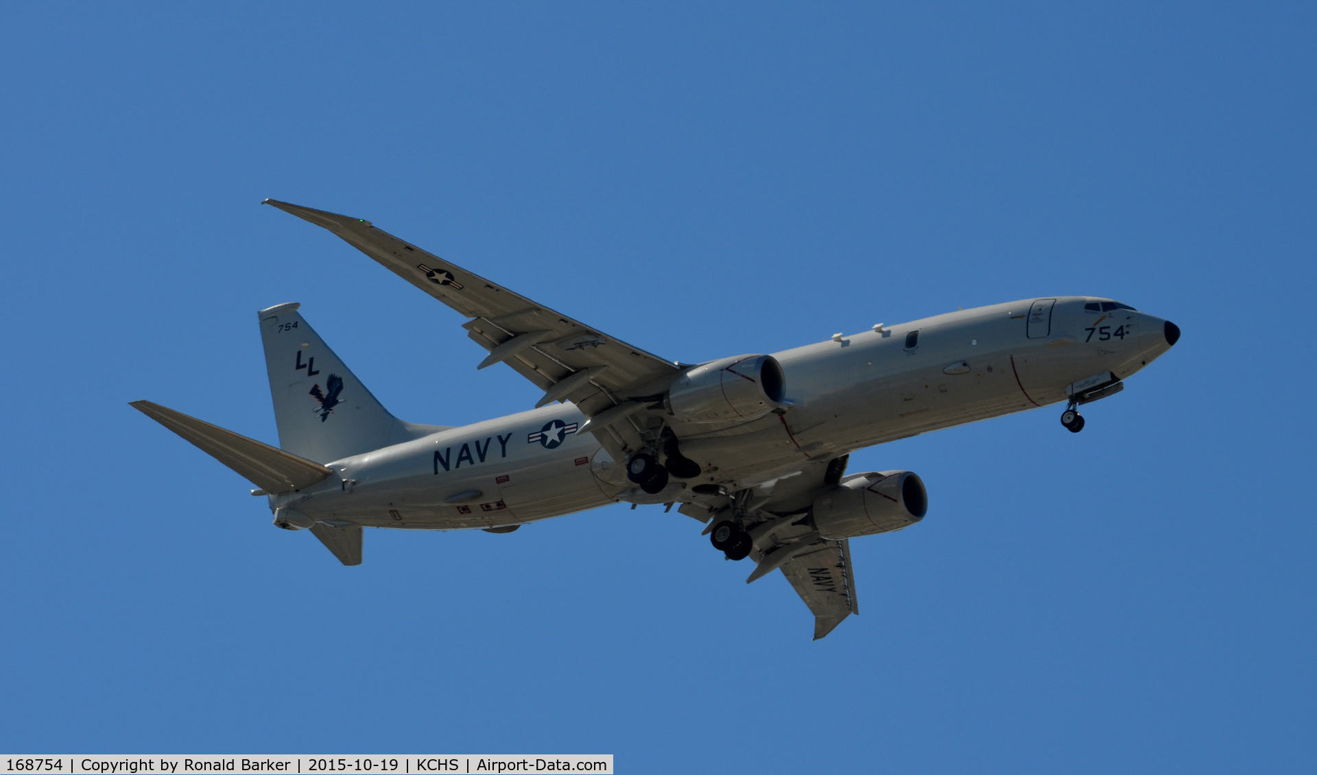 168754, 2013 Boeing P-8A Poseidon C/N 42250, Landing approach Charleston AFB
