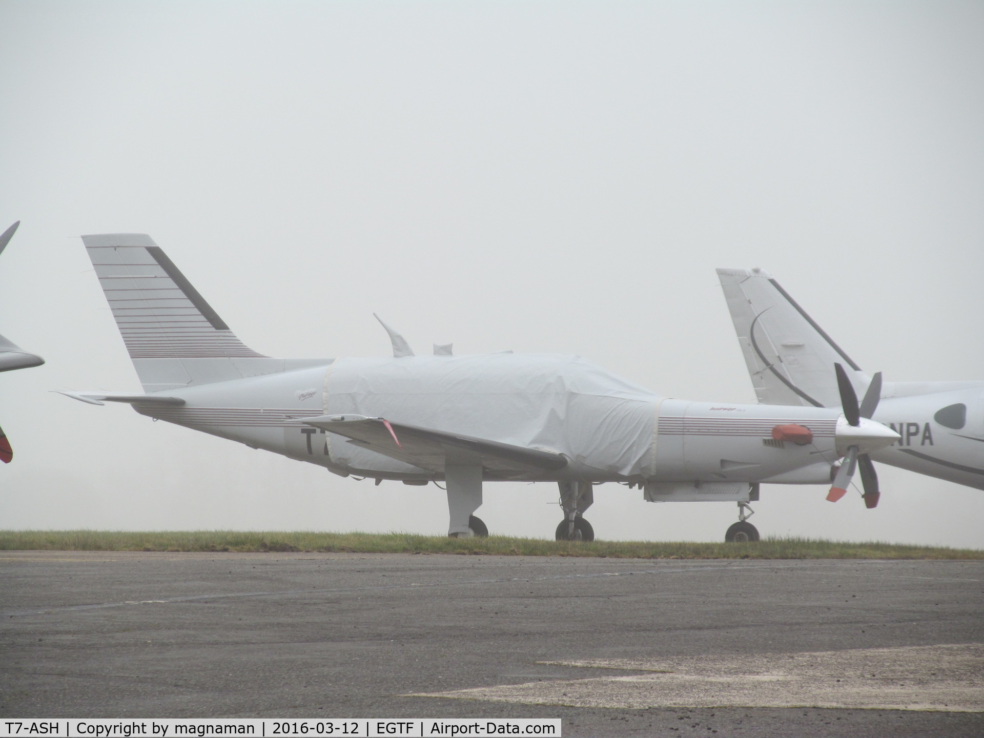 T7-ASH, 1988 Piper PA-46-350P JetPROP DLX Malibu Mirage C/N 4622005, typical - fog and covered!!!