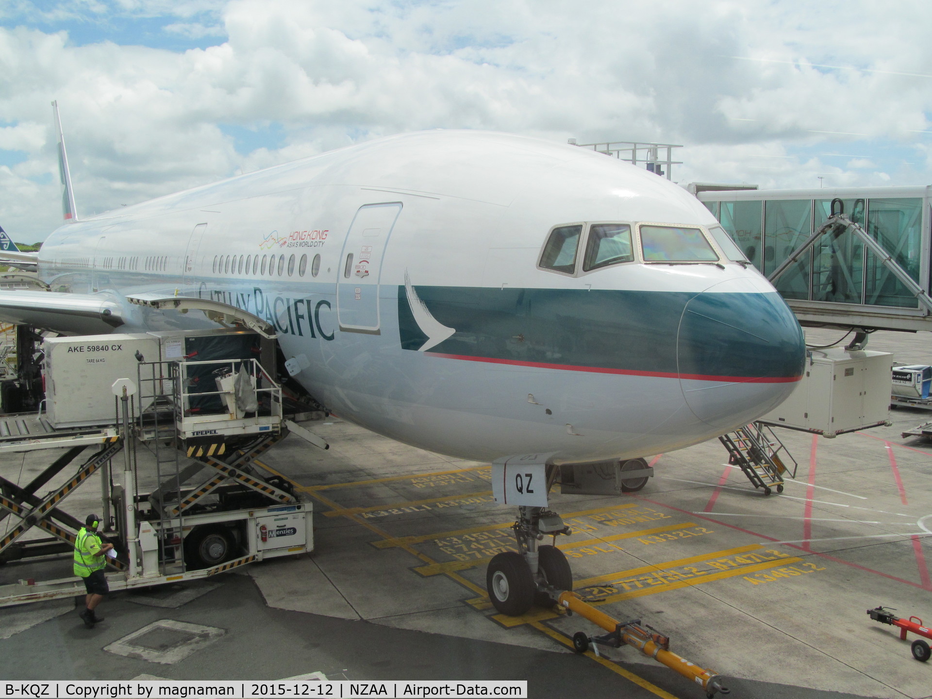 B-KQZ, 2015 Boeing 777-367/ER C/N 60723, on stand from departure lounge - Hong Kong here I come!