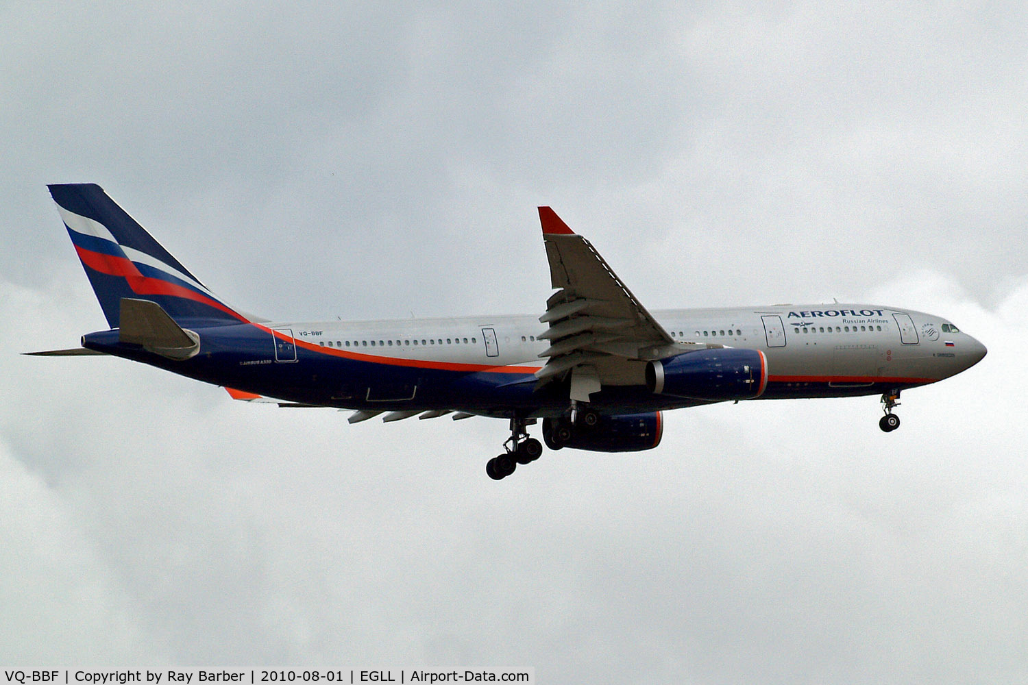 VQ-BBF, 2009 Airbus A330-243 C/N 1045, Airbus A330-243 [1045] (Aeroflot Russian Airlines) Home~G 01/08/2010. On approach 27L.