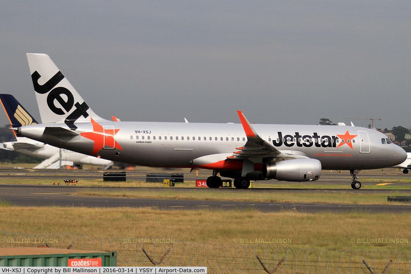 VH-XSJ, 2013 Airbus A320-232 C/N 5482, taxiing from 34R