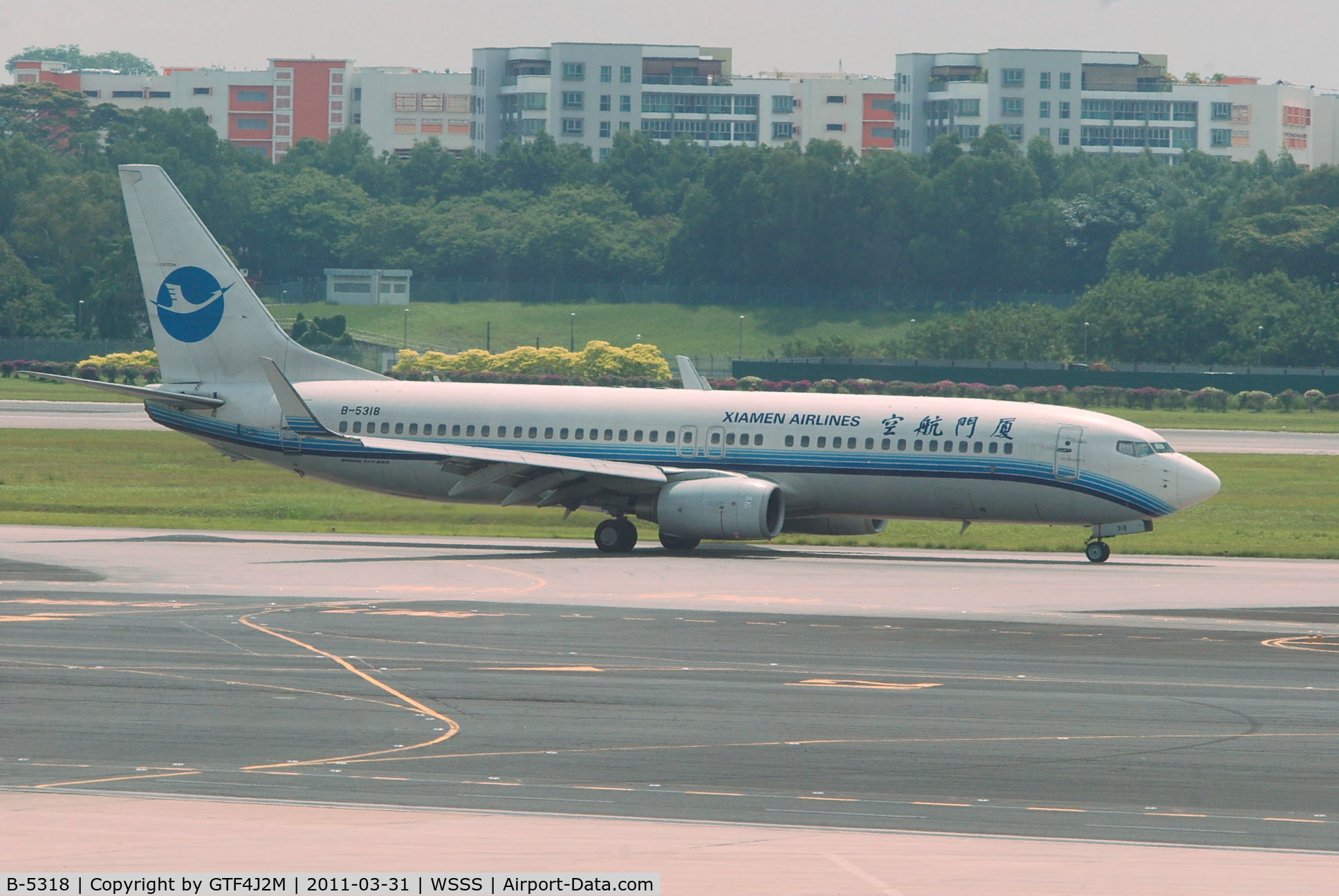 B-5318, 2007 Boeing 737-85C C/N 30723/2283, 5-5318 at Singapore, Changi 31.3.11