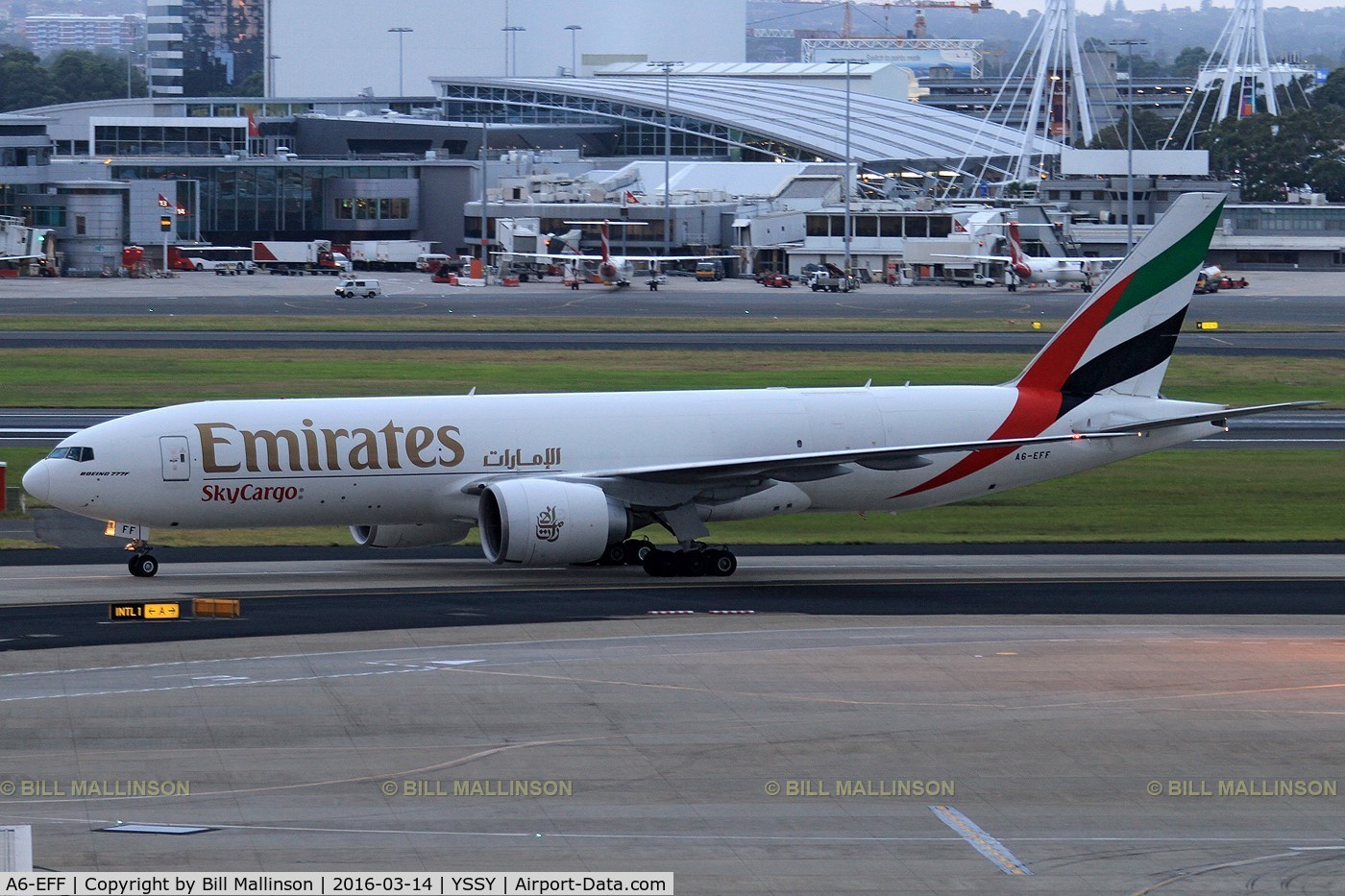 A6-EFF, 2011 Boeing 777-F1H C/N 35612, taxiing to cargo area