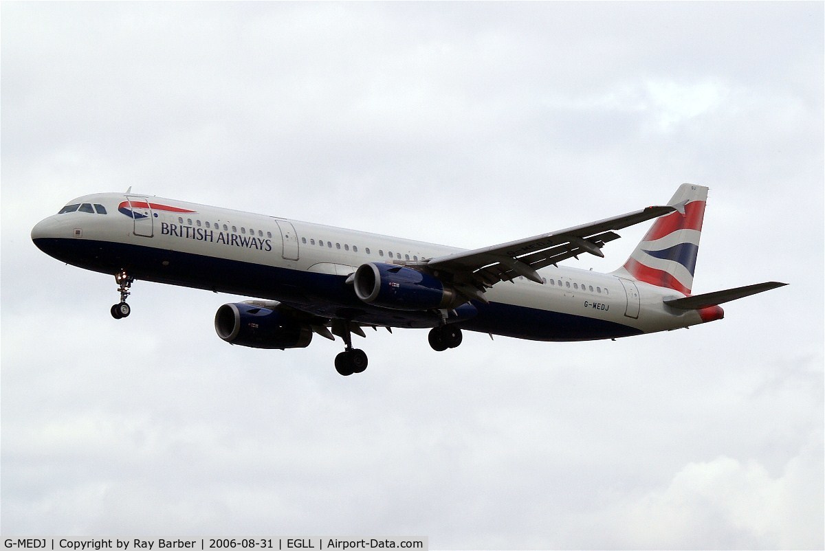 G-MEDJ, 2004 Airbus A321-231 C/N 2190, Airbus A321-231 [2190] (British Mediterranean Airways) Heathrow~G 31/08/2006. On finals 27L.