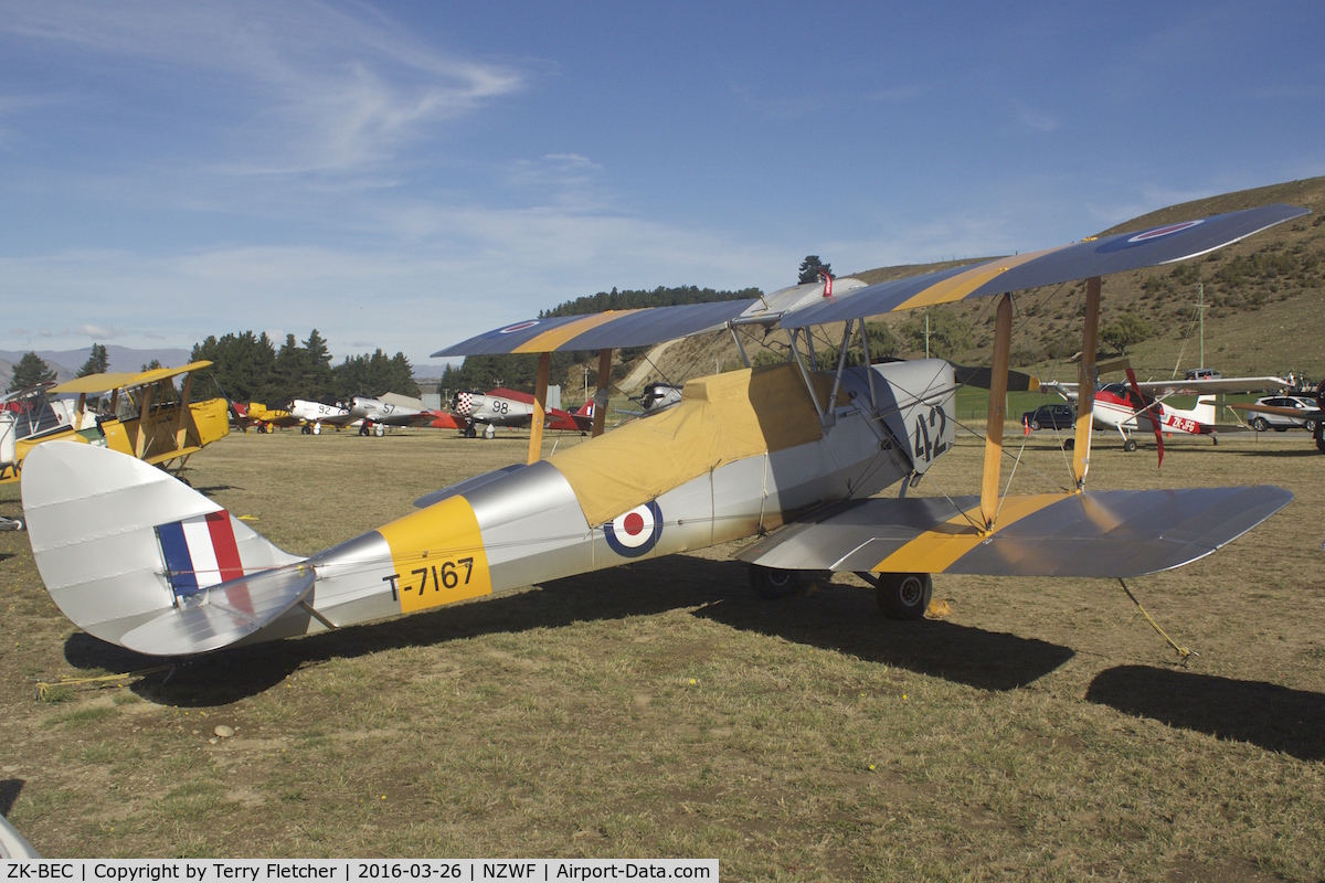 ZK-BEC, De Havilland DH-82A Tiger Moth II C/N 83626, At 2016 Warbirds Over Wanaka Airshow , Otago , New Zealand