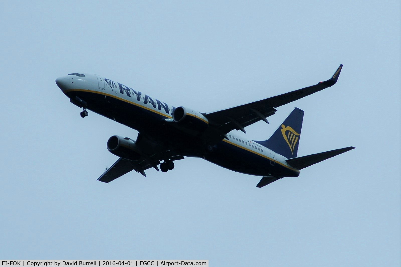 EI-FOK, 2016 Boeing 737-8AS C/N 44719, Ryanair Boeing 737-8AS on approach to Manchester Airport