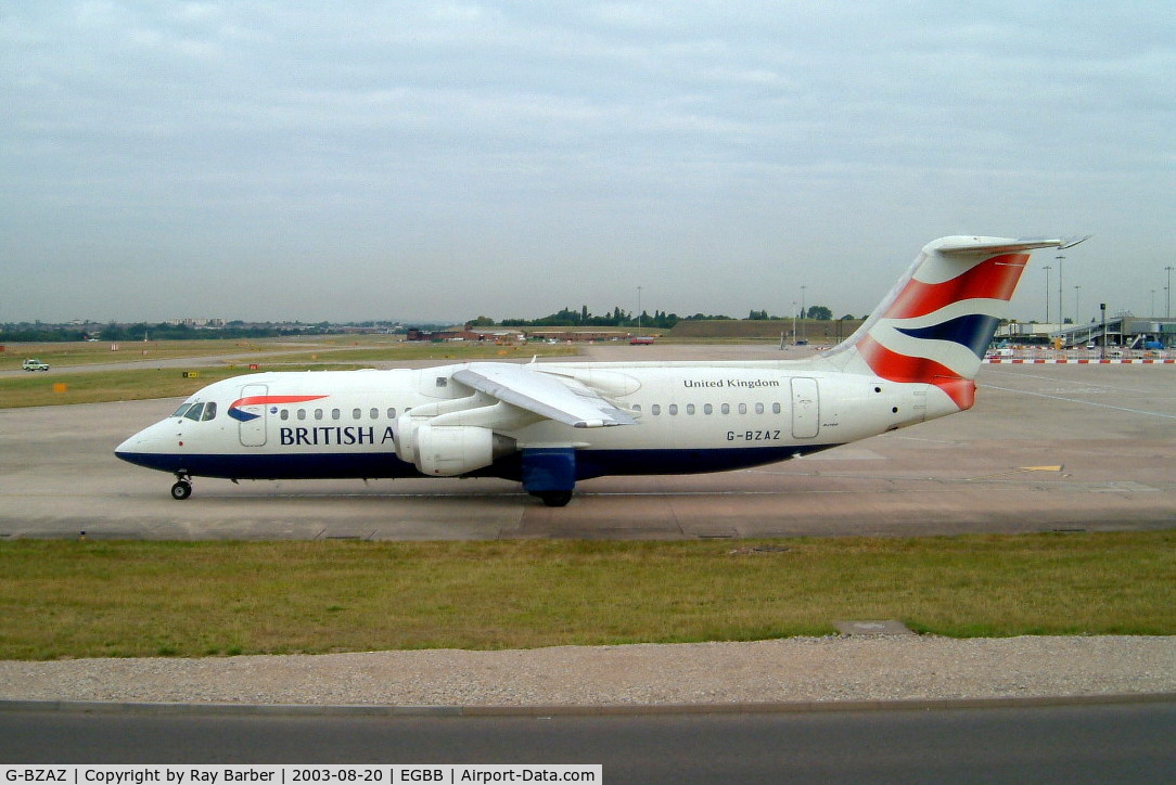 G-BZAZ, 2000 British Aerospace Avro 146-RJ100 C/N E3369, British Aerospace BAe 146-RJ100 [E3369] (British Airways CitiExpress) Birmingham International~G 20/08/2003
