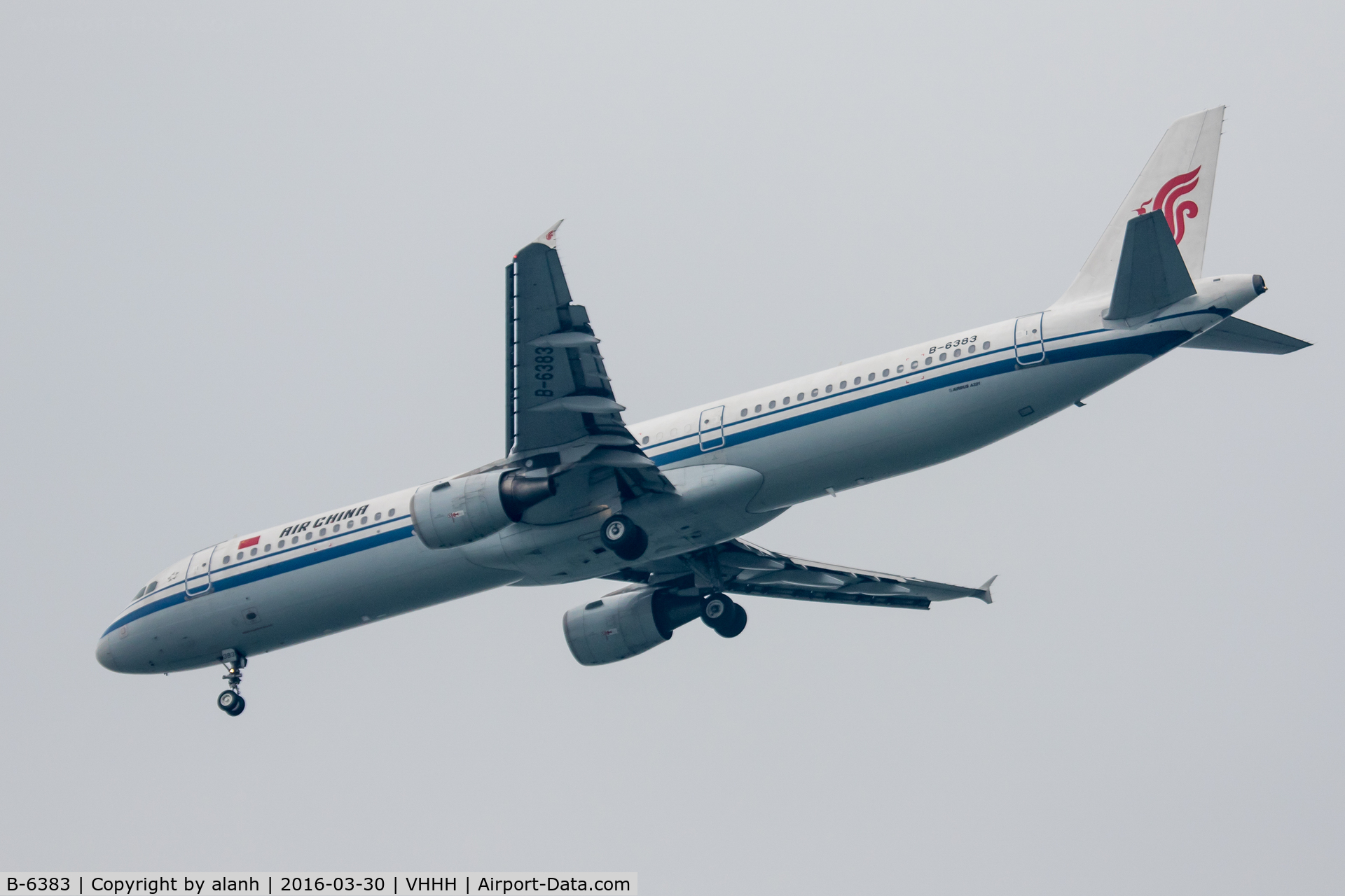 B-6383, 2008 Airbus A321-213 C/N 3678, On finals for Hong Kong, inbound from Beijing Capital Int'l